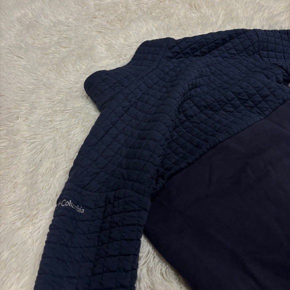 Columbia blue Quilted Sleeve zip Neck Pullover Sweater Woman’s size XS - Picture 10 of 12